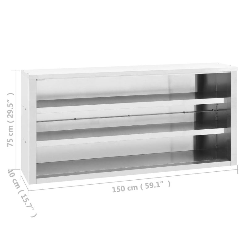 vidaXL Kitchen Wall Cabinet 150x40x75 cm Stainless Steel