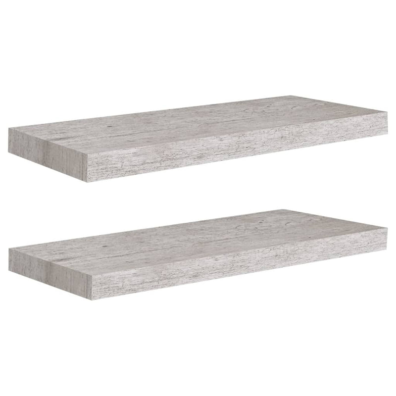 Floating Wall Shelves 2 pcs Concrete Grey 60x23.5x3.8 cm MDF