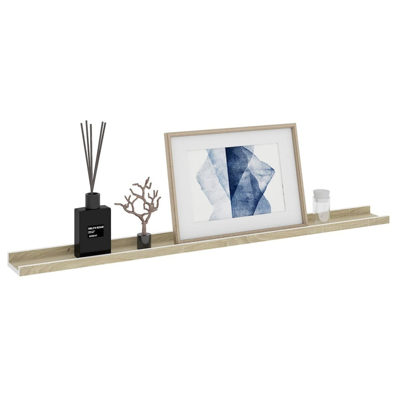 Wall Shelves 4 pcs White and Sonoma Oak 100x9x3 cm