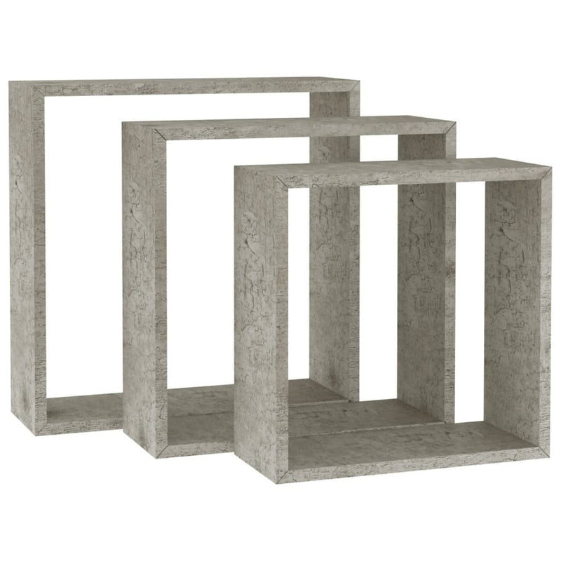 Wall Cube Shelves 3 pcs Concrete Grey