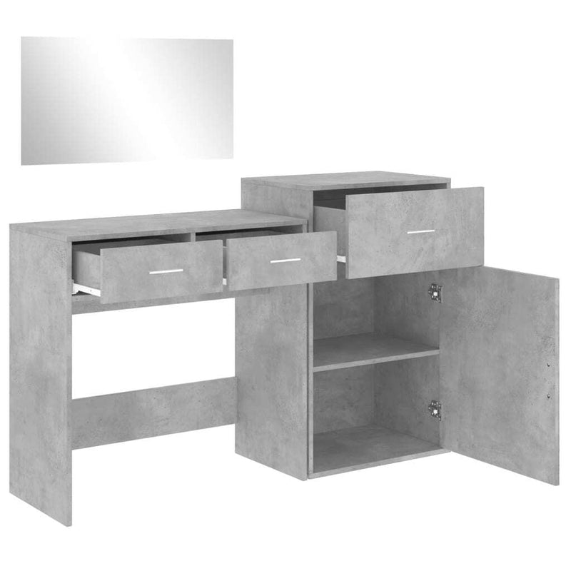 3 Piece Dressing Table Set Concrete Grey Engineered Wood