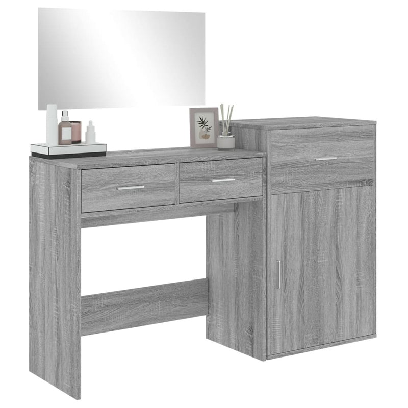 3 Piece Dressing Table Set Grey Sonoma Engineered Wood