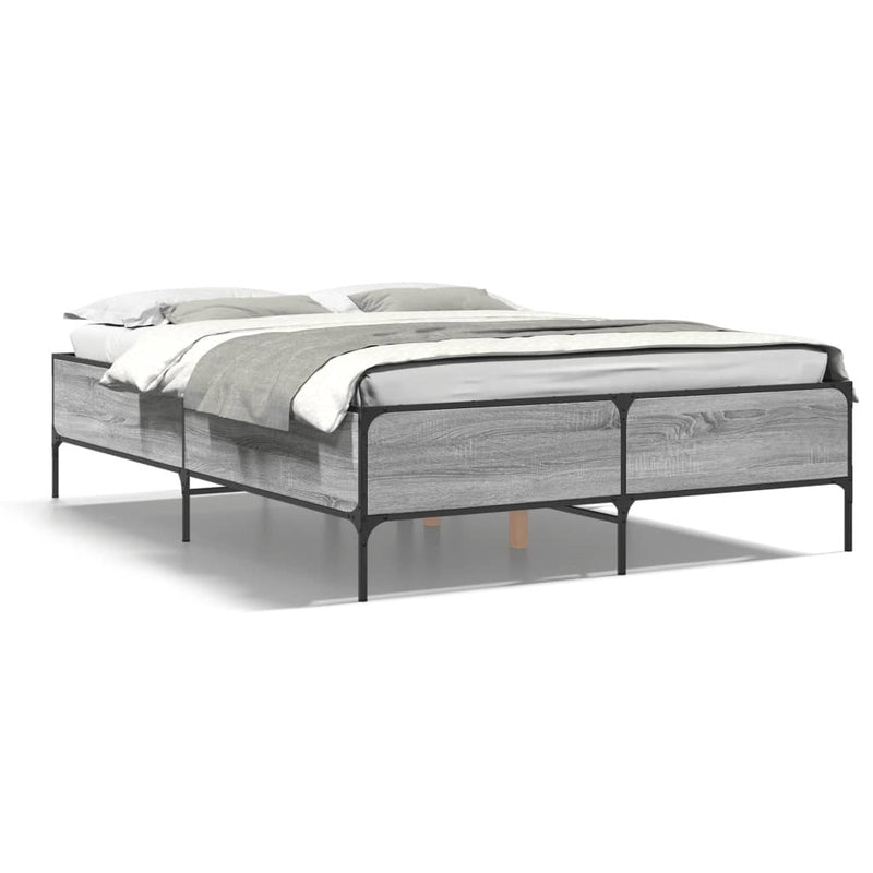 Bed Frame without Mattress Grey Sonoma 160x200 cm