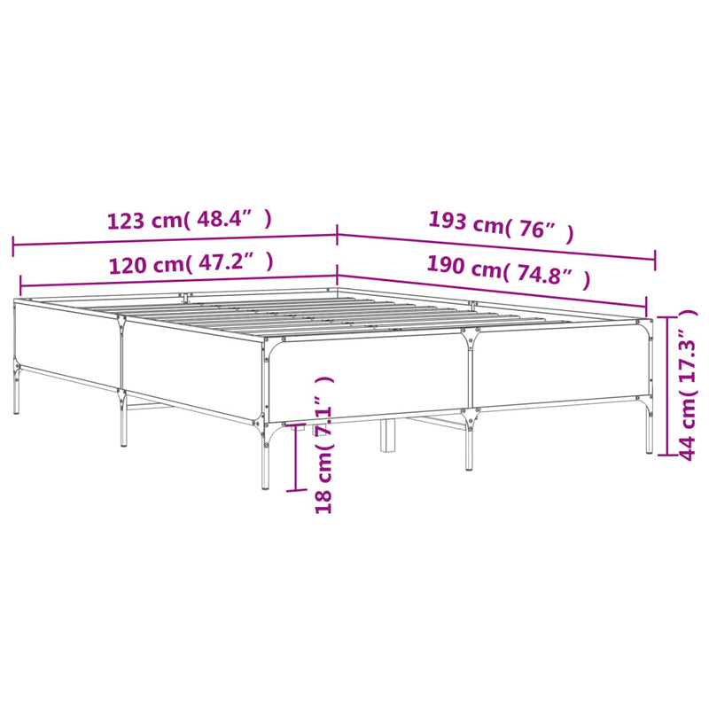 Bed Frame without Mattress Brown Oak 120x190 cm Small Double