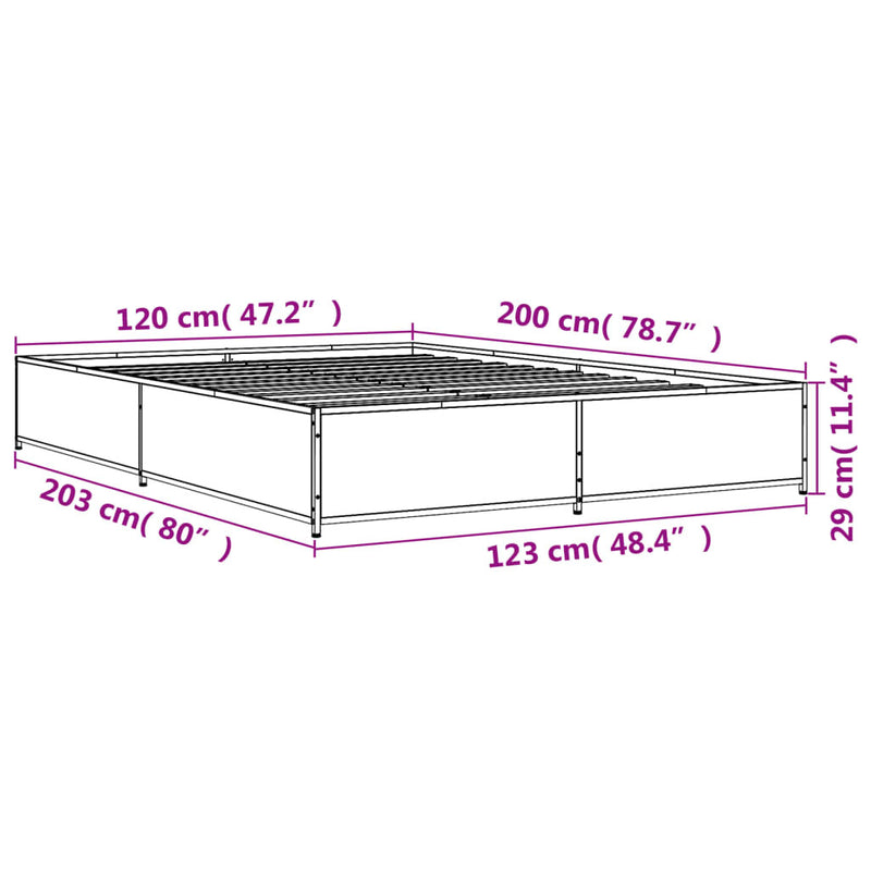 Bed Frame without Mattress Smoked Oak 120x200 cm