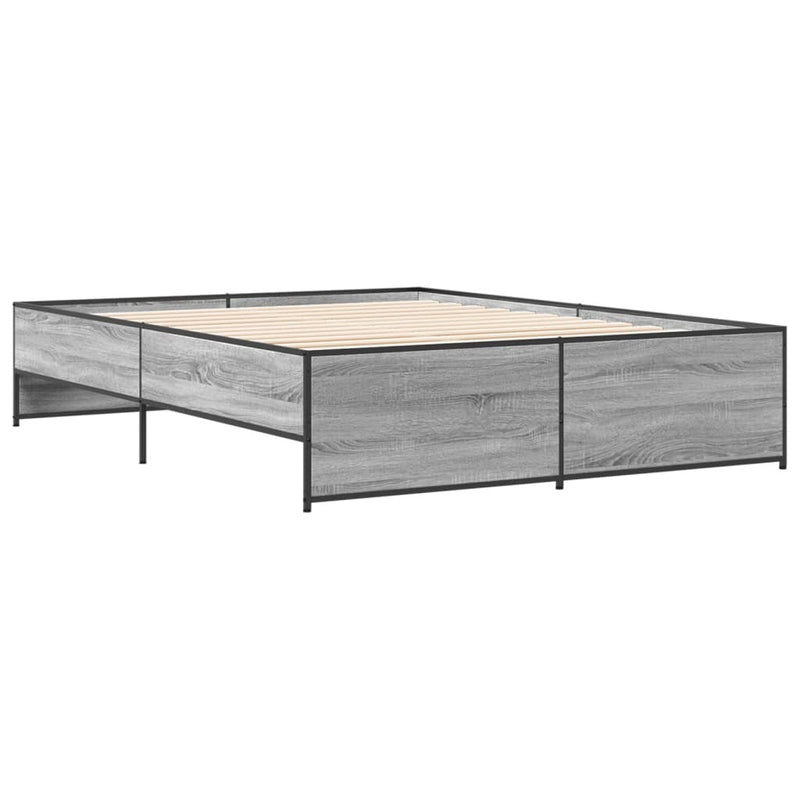 Bed Frame without Mattress Grey Sonoma 150x200 cm King Size