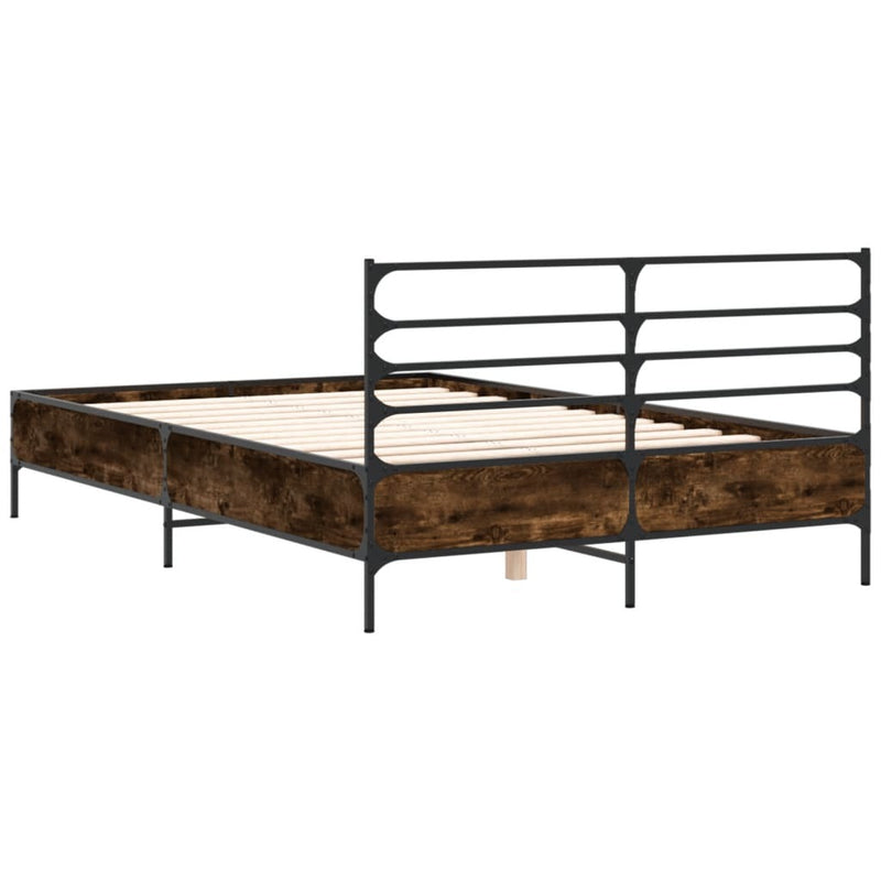 Bed Frame without Mattress Smoked Oak 135x190 cm Double