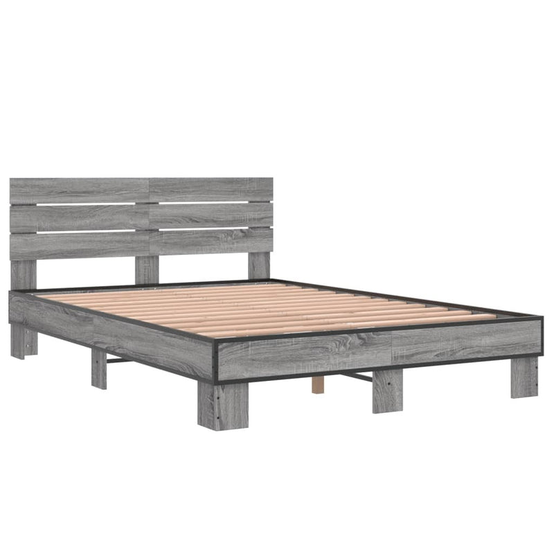 Bed Frame without Mattress Grey Sonoma 120x190 cm Small Double