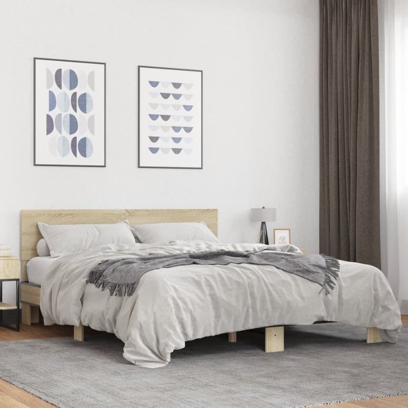 Bed Frame without Mattress Sonoma Oak 160x200 cm