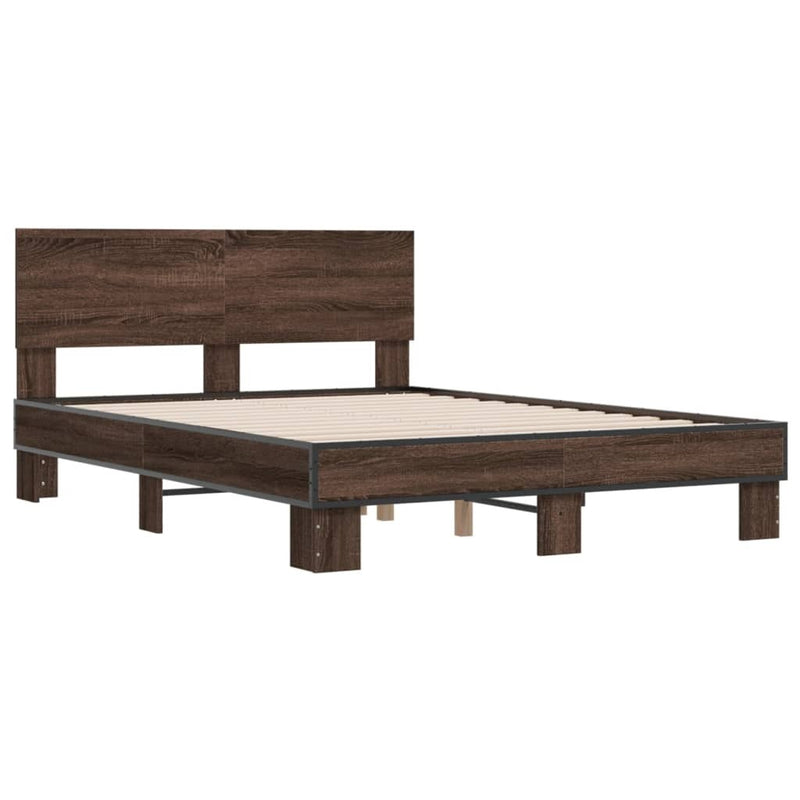 Bed Frame without Mattress Brown Oak 120x200 cm