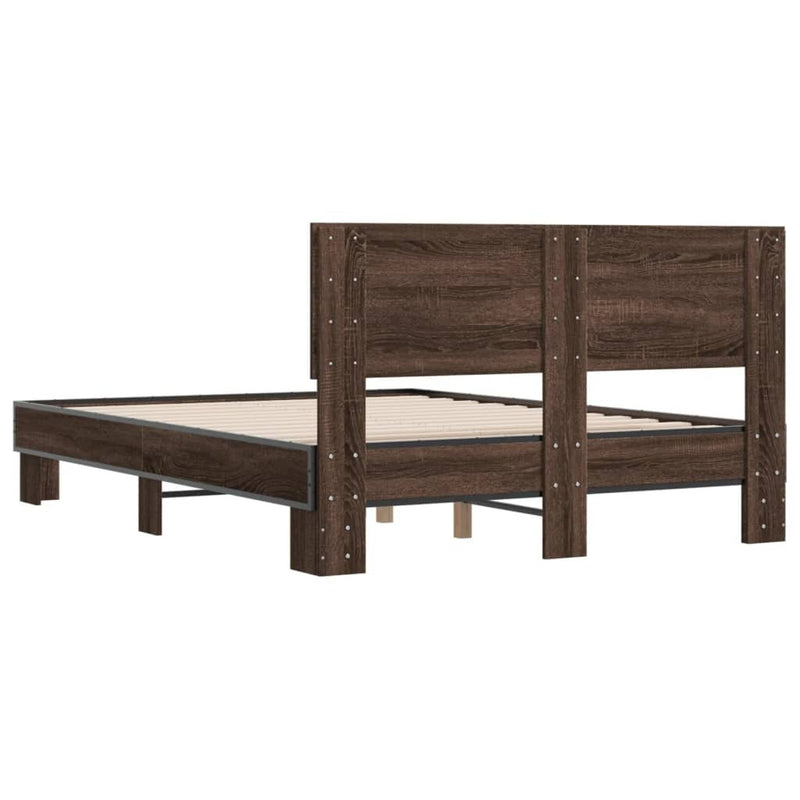 Bed Frame without Mattress Brown Oak 120x200 cm