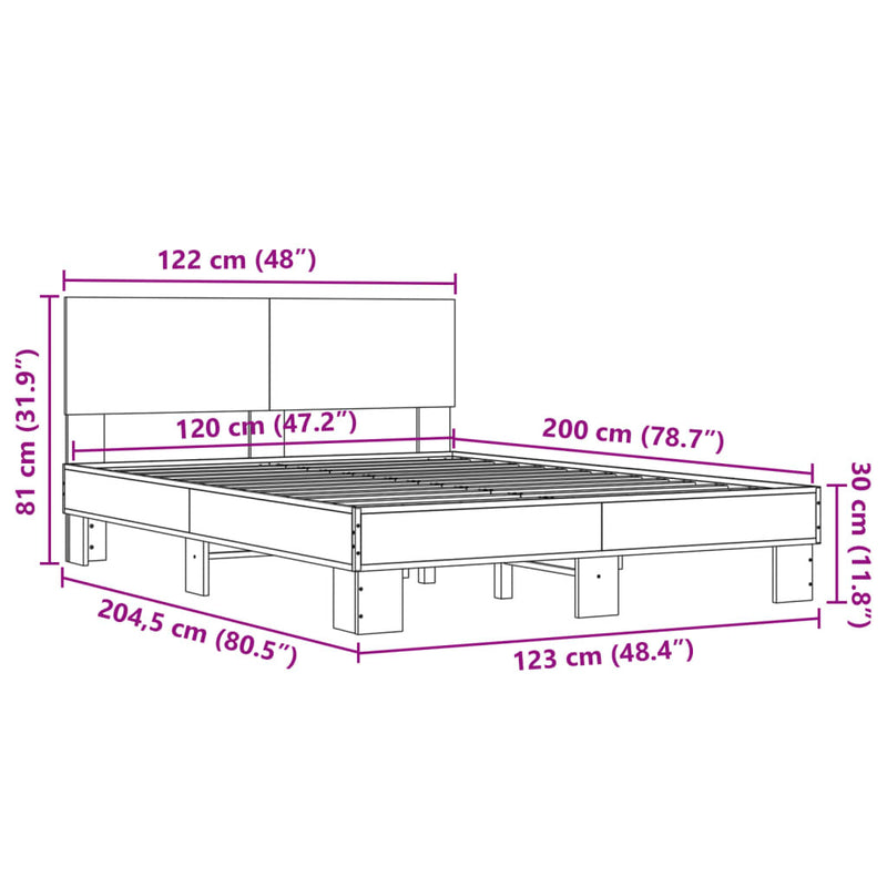 Bed Frame without Mattress Brown Oak 120x200 cm