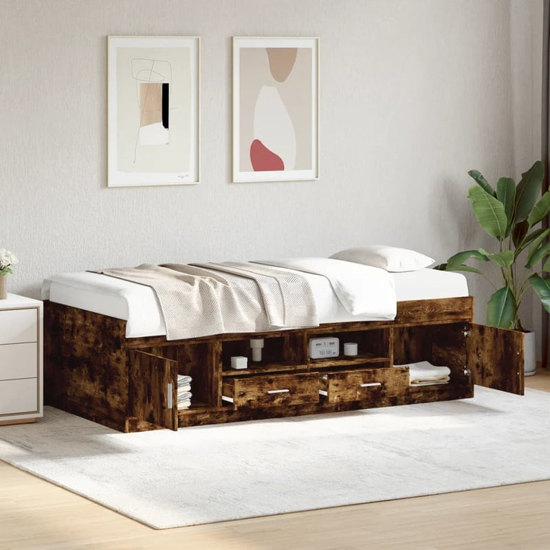 Daybed with Drawers without Mattress Smoked Oak 75x190 cm Small Single