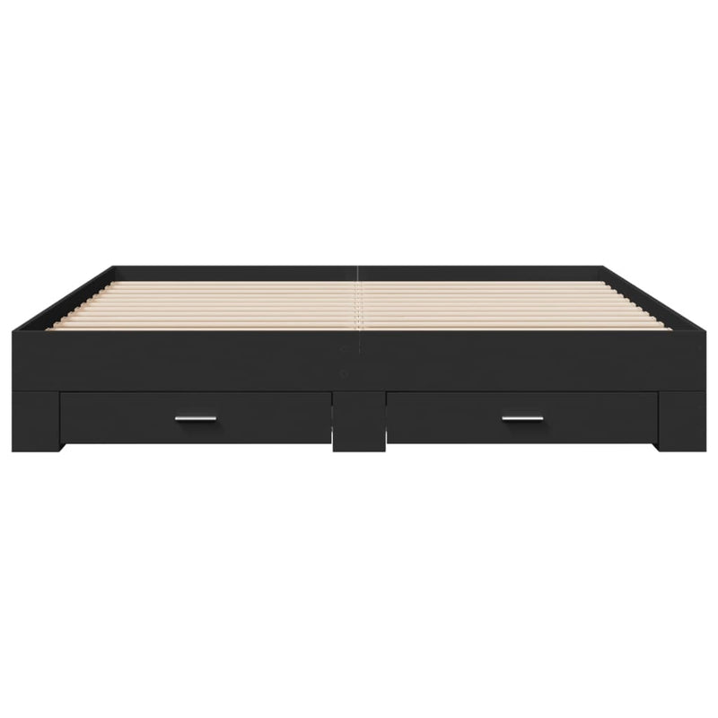 Bed Frame with Drawers without Mattress Black 180x200 cm Super King