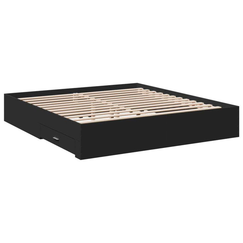 Bed Frame with Drawers without Mattress Black 180x200 cm Super King