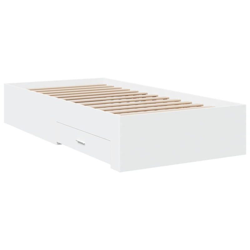 Bed Frame with Drawers without Mattress White 75x190 cm Small Single