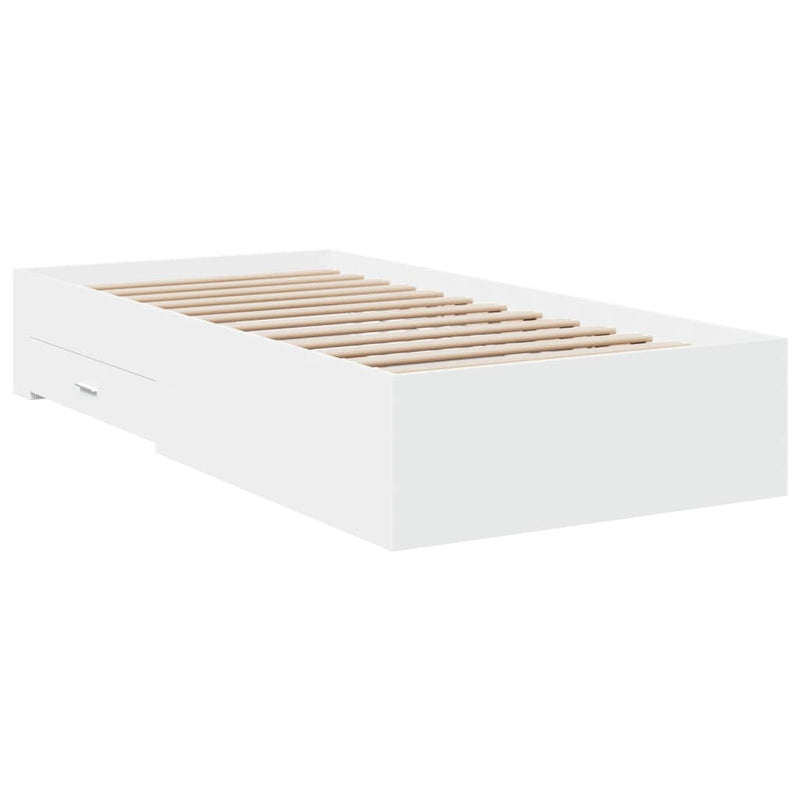 Bed Frame with Drawers without Mattress White 75x190 cm Small Single