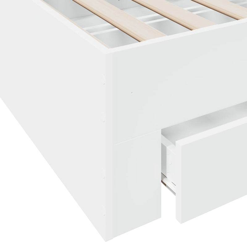 Bed Frame with Drawers without Mattress White 75x190 cm Small Single