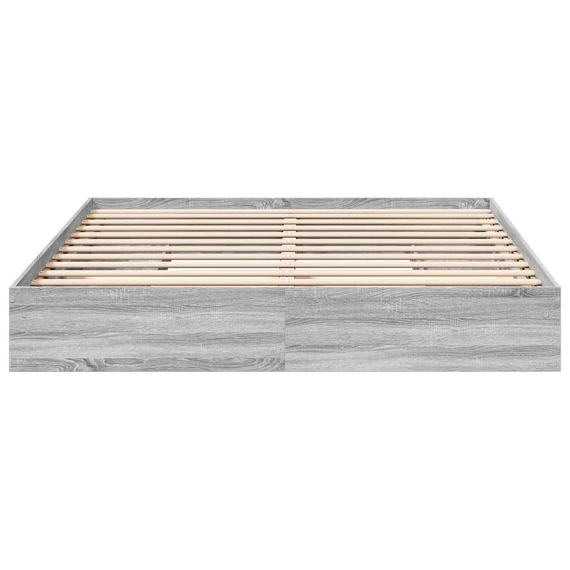 Bed Frame with Drawers without Mattress Grey Sonoma 200x200 cm