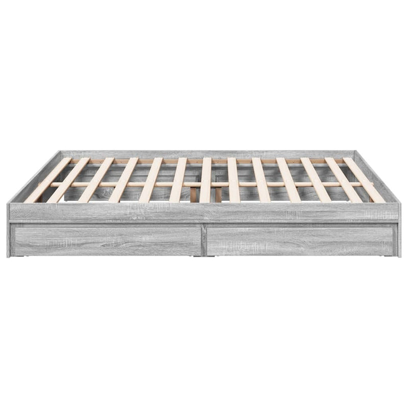 Bed Frame with Drawers without Mattress Grey Sonoma 200x200 cm