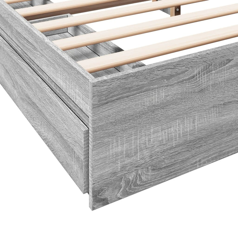 Bed Frame with Drawers without Mattress Grey Sonoma 200x200 cm