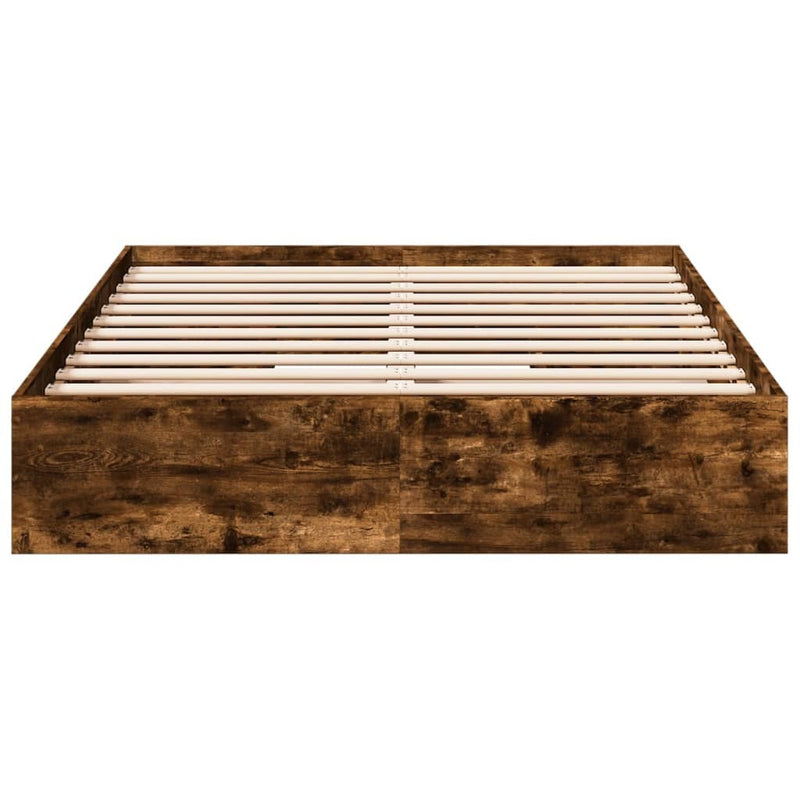 Bed Frame with Drawers without Mattress Smoked Oak 140x190 cm