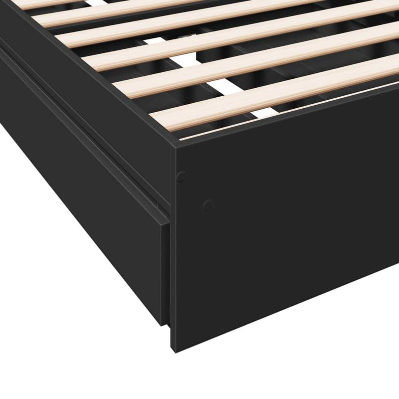 Bed Frame with Drawers without Mattress Black 75x190 cm Small Single