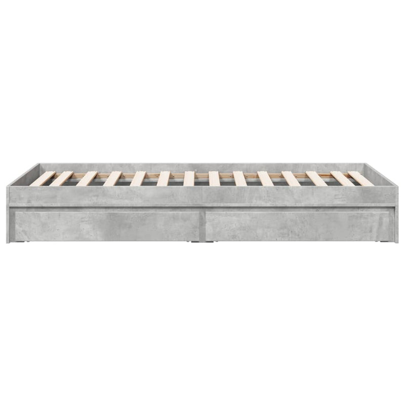 Bed Frame with Drawers without Mattress Concrete Grey 75x190 cm Small Single