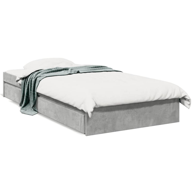 Bed Frame with Drawers without Mattress Concrete Grey 75x190 cm Small Single