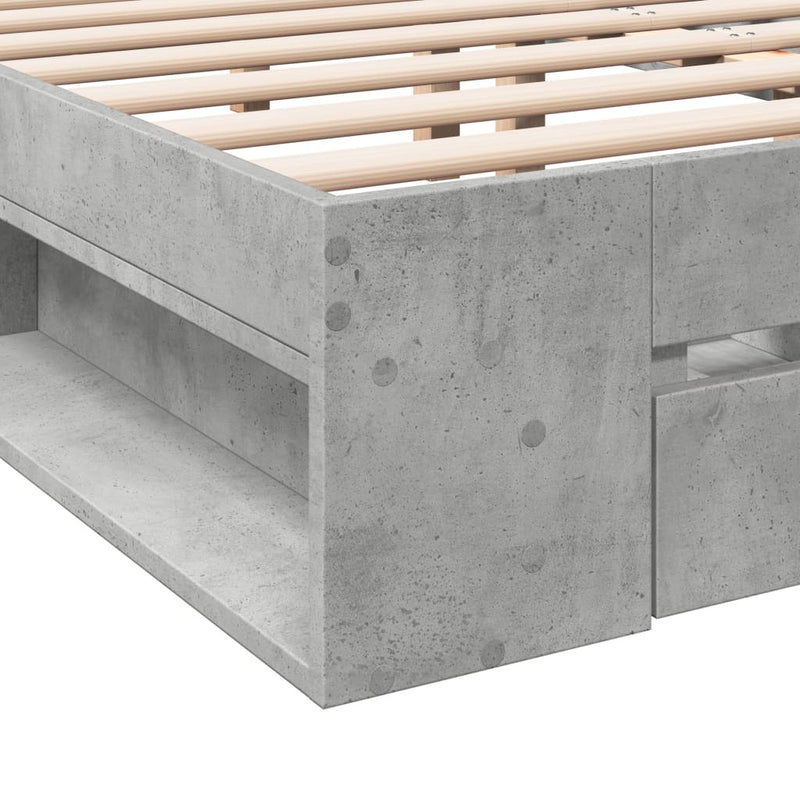 Bed Frame with Drawers without Mattress Concrete Grey 120x200 cm