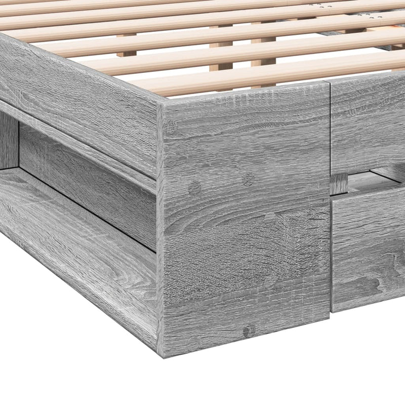 Bed Frame with Drawers without Mattress Grey Sonoma 120x190 cm Small Double