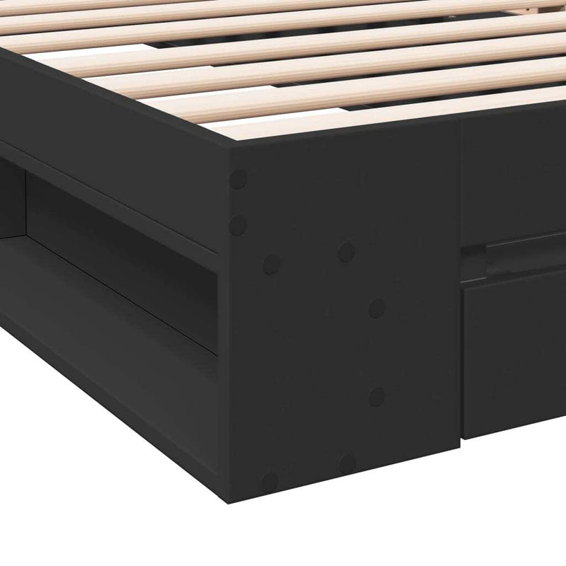 Bed Frame with Drawer without Mattress Black 75x190 cm Small Single