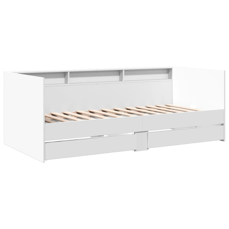 Daybed with Drawers without Mattress White 90x190 cm Single