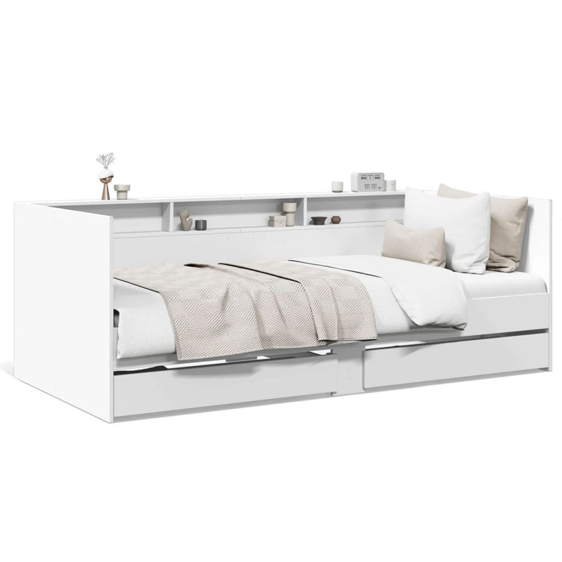 Daybed with Drawers without Mattress White 90x190 cm Single