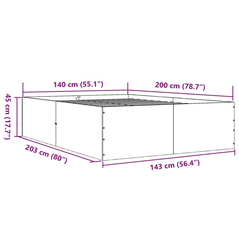 Bed Frame without Mattress Smoked Oak 140x200 cm