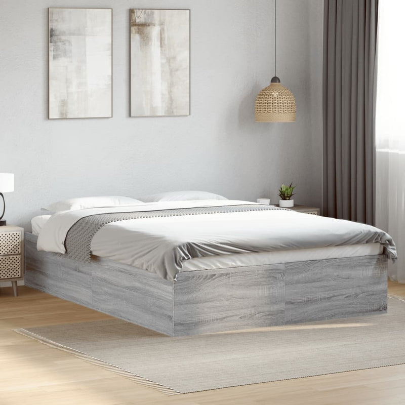 Bed Frame without Mattress Grey Sonoma 135x190 cm Double