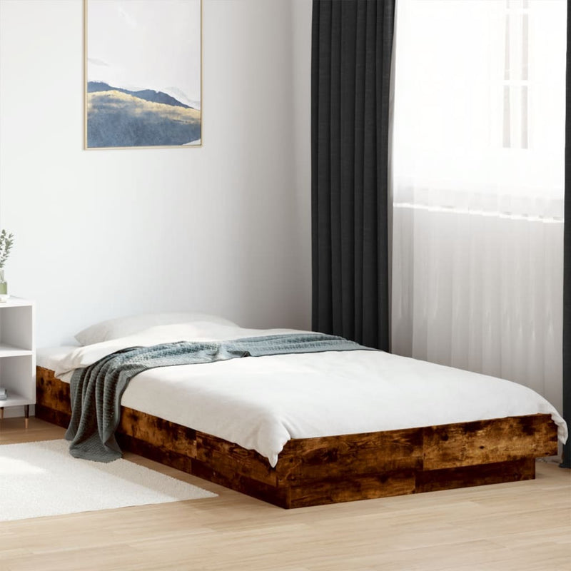 Bed Frame without Mattress Smoked Oak 90x190 cm Single