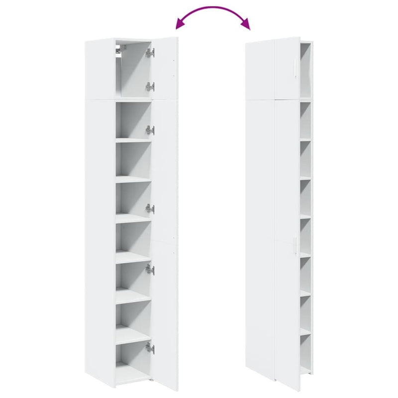 Slim Storage Cabinet White 30x42.5x225 cm Engineered Wood