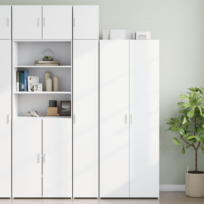 Slim Storage Cabinet White 30x42.5x225 cm Engineered Wood