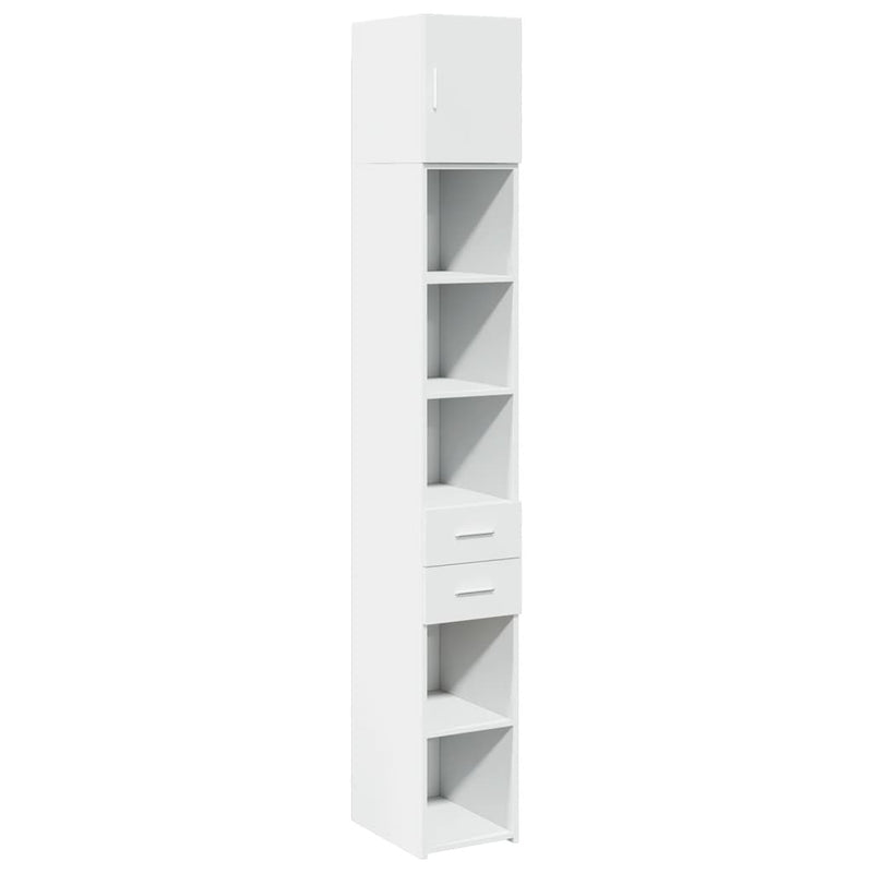 Slim Storage Cabinet White 30x42.5x225 cm Engineered Wood