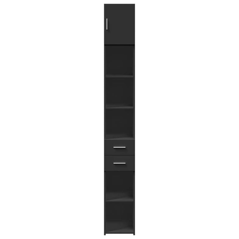 Slim Storage Cabinet Black 30x42.5x225 cm Engineered Wood