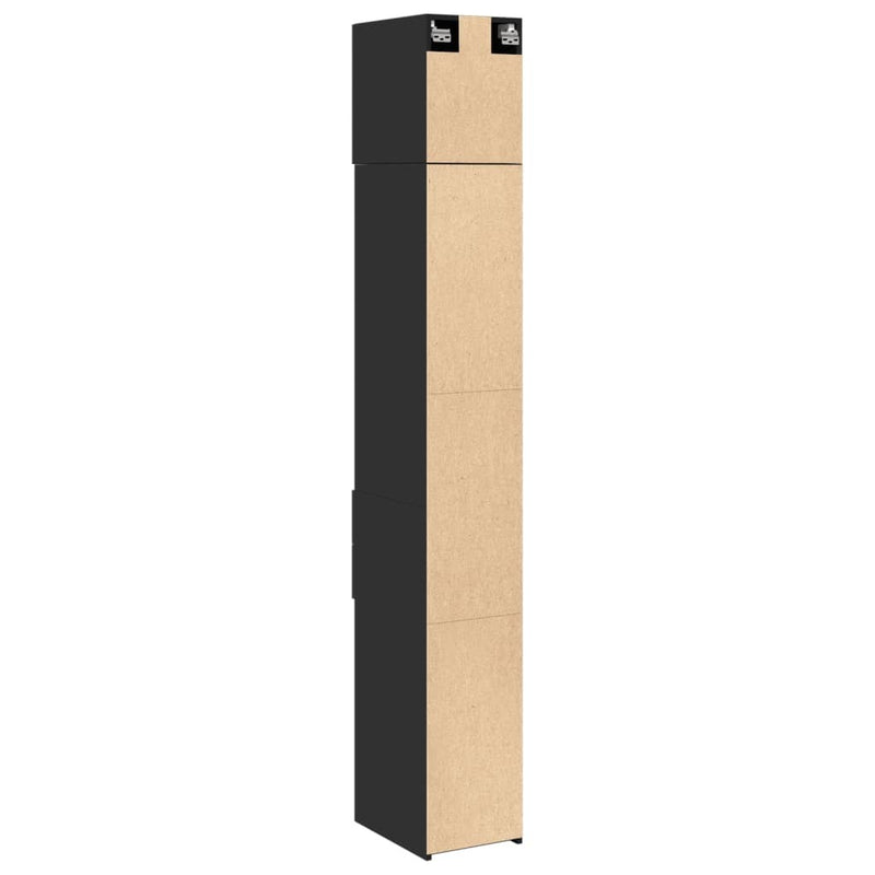 Slim Storage Cabinet Black 30x42.5x225 cm Engineered Wood