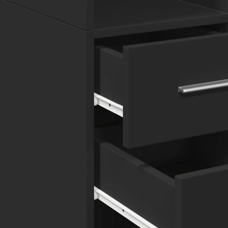 Slim Storage Cabinet Black 30x42.5x225 cm Engineered Wood