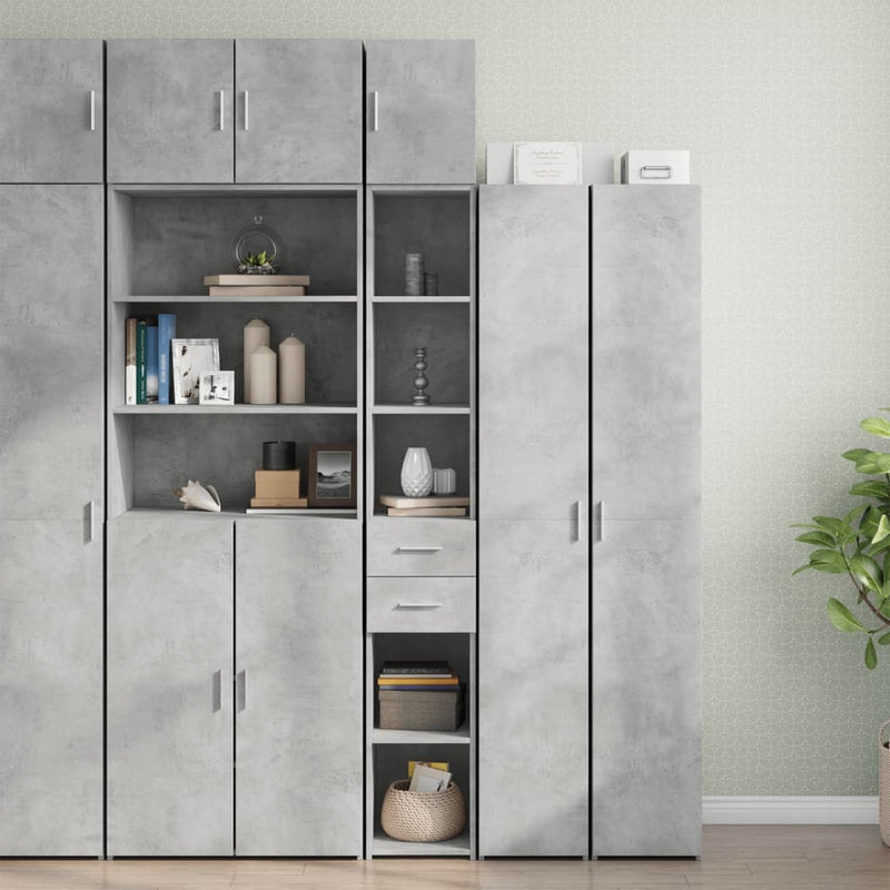 Slim Storage Cabinet Concrete Grey 30x42.5x225 cm Engineered Wood