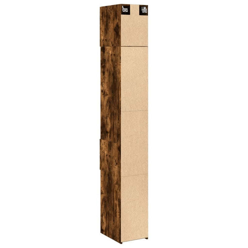 Slim Storage Cabinet Smoked Oak 30x42.5x225 cm Engineered Wood