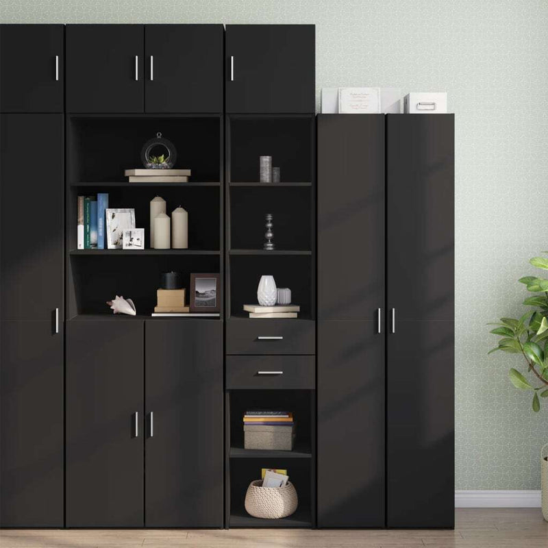 Slim Storage Cabinet Black 40x42.5x225 cm Engineered Wood