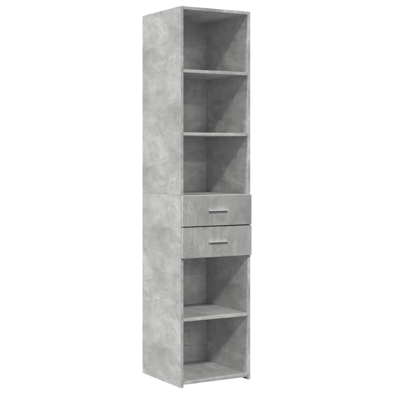 Slim Storage Cabinet Concrete Grey 40x42.5x225 cm Engineered Wood