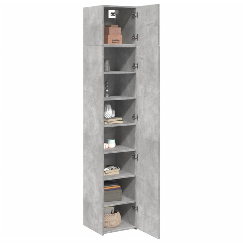 Slim Storage Cabinet Concrete Grey 40x42.5x225 cm Engineered Wood