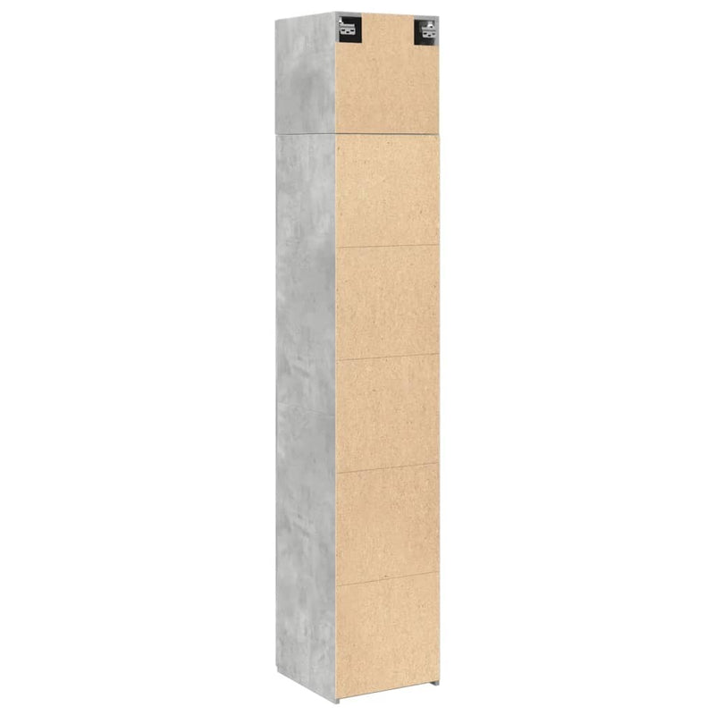 Slim Storage Cabinet Concrete Grey 40x42.5x225 cm Engineered Wood