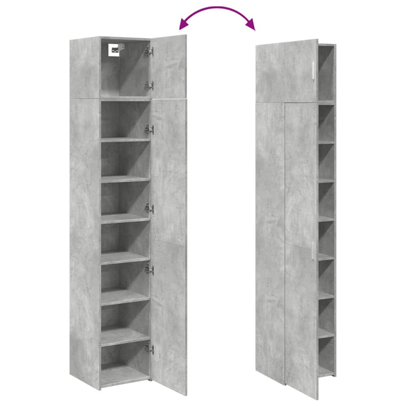 Slim Storage Cabinet Concrete Grey 40x42.5x225 cm Engineered Wood